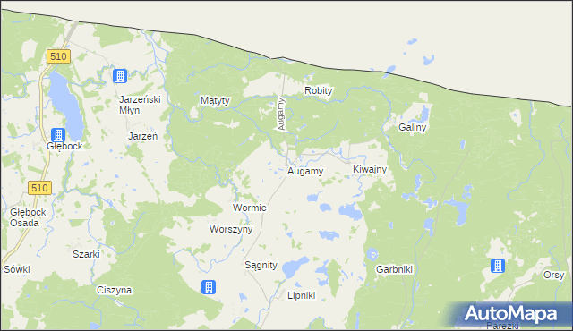mapa Augamy, Augamy na mapie Targeo