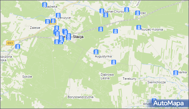 mapa Augustynka gmina Nurzec-Stacja, Augustynka gmina Nurzec-Stacja na mapie Targeo