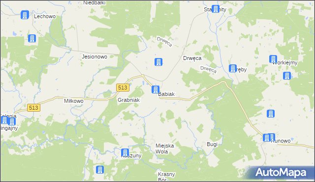 mapa Babiak gmina Lidzbark Warmiński, Babiak gmina Lidzbark Warmiński na mapie Targeo