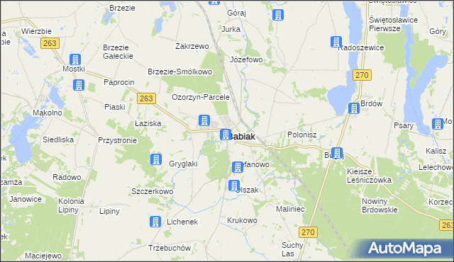mapa Babiak powiat kolski, Babiak powiat kolski na mapie Targeo