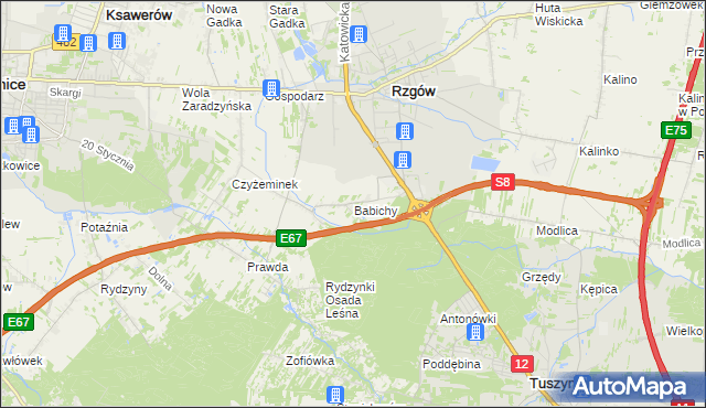 mapa Babichy, Babichy na mapie Targeo