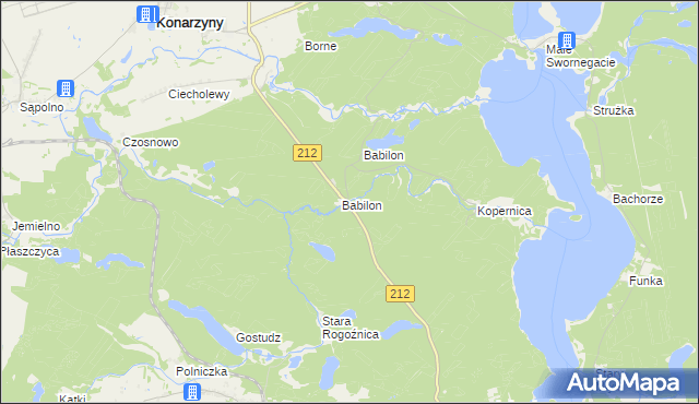 mapa Babilon gmina Chojnice, Babilon gmina Chojnice na mapie Targeo