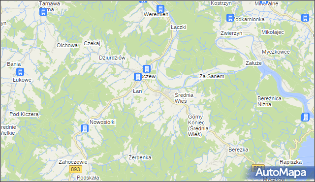 mapa Bachlawa, Bachlawa na mapie Targeo