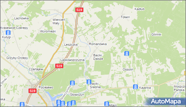 mapa Baciki Dalsze, Baciki Dalsze na mapie Targeo