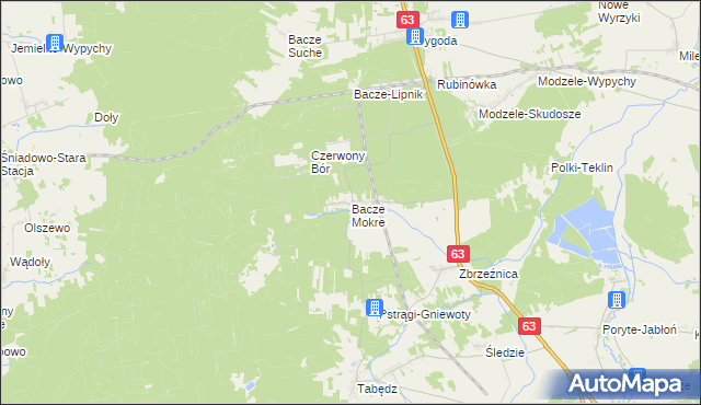 mapa Bacze Mokre, Bacze Mokre na mapie Targeo