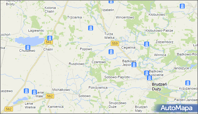 mapa Bądkowo-Rumunki, Bądkowo-Rumunki na mapie Targeo