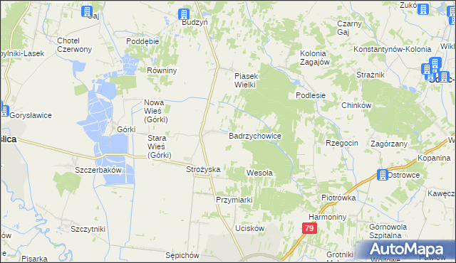 mapa Badrzychowice, Badrzychowice na mapie Targeo