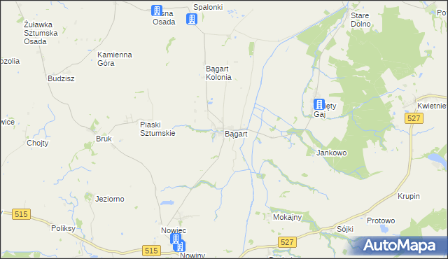 mapa Bągart gmina Dzierzgoń, Bągart gmina Dzierzgoń na mapie Targeo