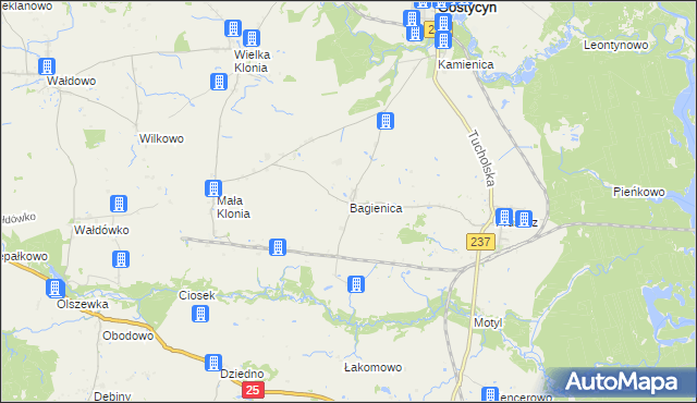 mapa Bagienica, Bagienica na mapie Targeo