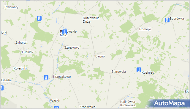 mapa Bagno gmina Jaświły, Bagno gmina Jaświły na mapie Targeo
