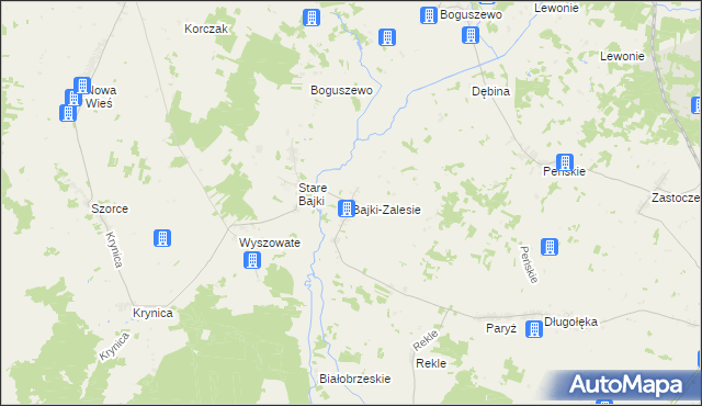 mapa Bajki-Zalesie, Bajki-Zalesie na mapie Targeo