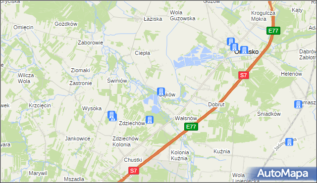 mapa Bąków gmina Orońsko, Bąków gmina Orońsko na mapie Targeo