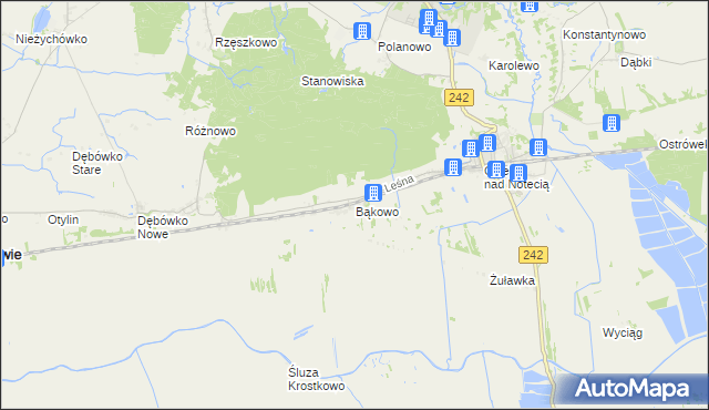 mapa Bąkowo gmina Wyrzysk, Bąkowo gmina Wyrzysk na mapie Targeo