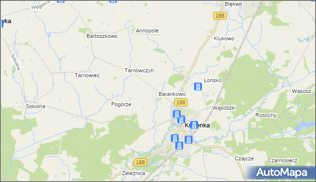 mapa Barankowo, Barankowo na mapie Targeo