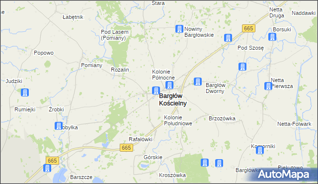 mapa Bargłów Kościelny, Bargłów Kościelny na mapie Targeo