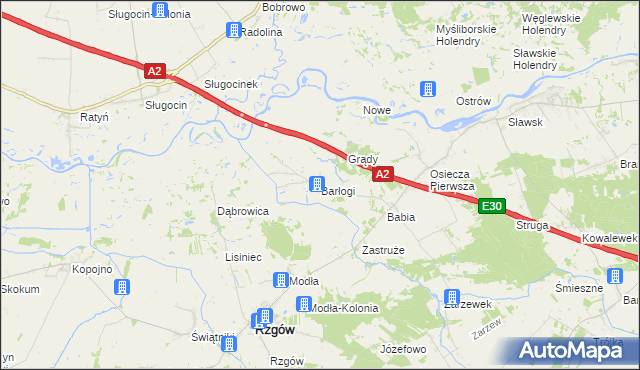 mapa Barłogi gmina Rzgów, Barłogi gmina Rzgów na mapie Targeo