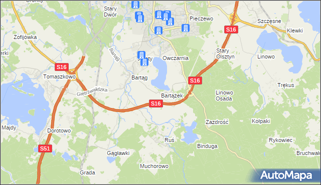 mapa Bartążek, Bartążek na mapie Targeo