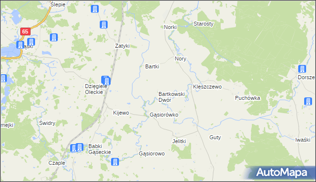 mapa Bartkowski Dwór, Bartkowski Dwór na mapie Targeo