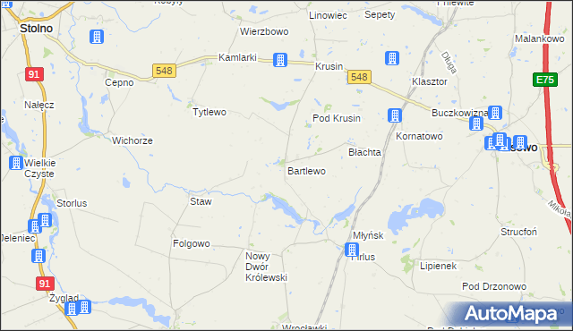 mapa Bartlewo gmina Lisewo, Bartlewo gmina Lisewo na mapie Targeo