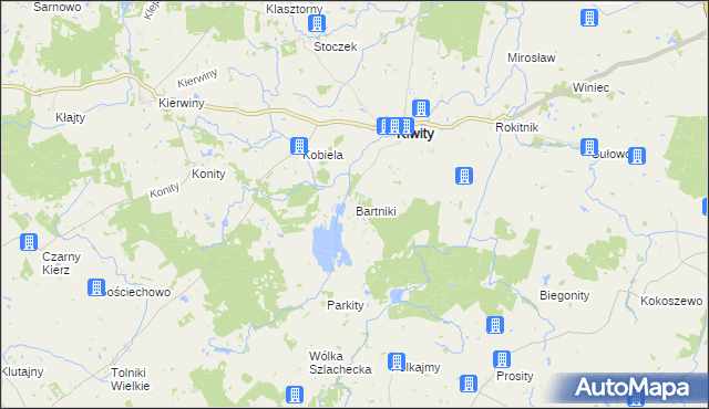 mapa Bartniki gmina Kiwity, Bartniki gmina Kiwity na mapie Targeo