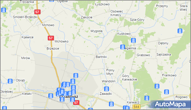mapa Bartniki gmina Przasnysz, Bartniki gmina Przasnysz na mapie Targeo