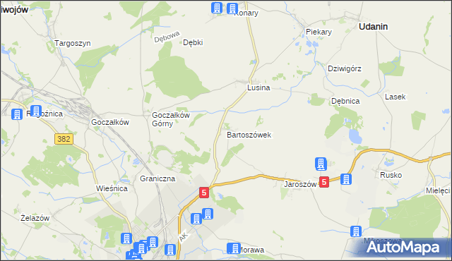mapa Bartoszówek, Bartoszówek na mapie Targeo