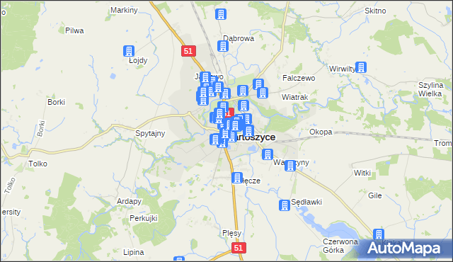 mapa Bartoszyce, Bartoszyce na mapie Targeo