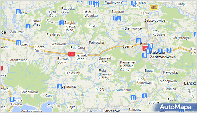 mapa Barwałd Górny, Barwałd Górny na mapie Targeo