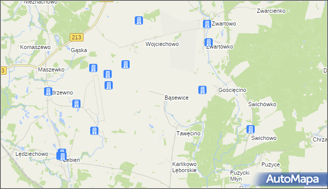 mapa Bąsewice, Bąsewice na mapie Targeo