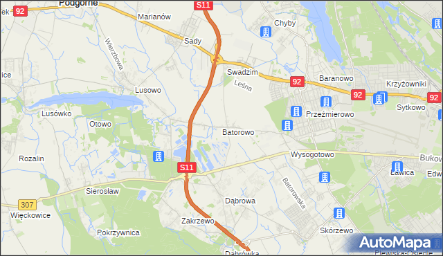 mapa Batorowo gmina Tarnowo Podgórne, Batorowo gmina Tarnowo Podgórne na mapie Targeo