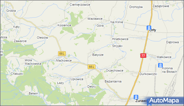 mapa Batycze, Batycze na mapie Targeo