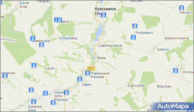 mapa Bazar gmina Rybczewice, Bazar gmina Rybczewice na mapie Targeo