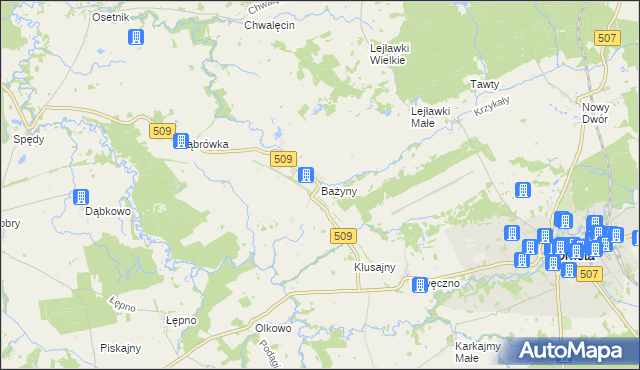 mapa Bażyny, Bażyny na mapie Targeo