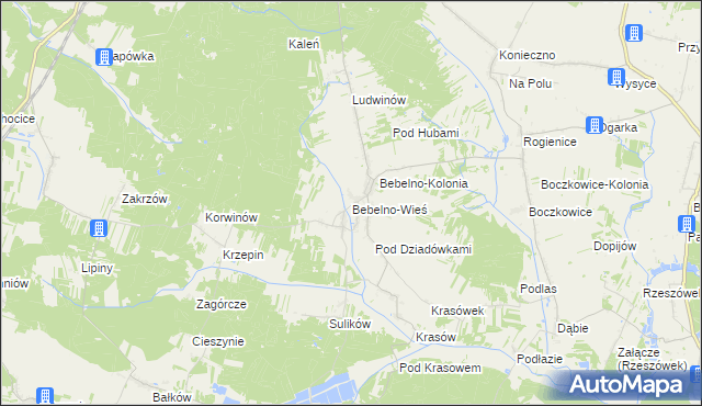 mapa Bebelno-Wieś, Bebelno-Wieś na mapie Targeo