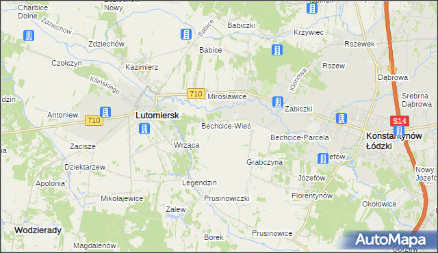 mapa Bechcice-Kolonia, Bechcice-Kolonia na mapie Targeo