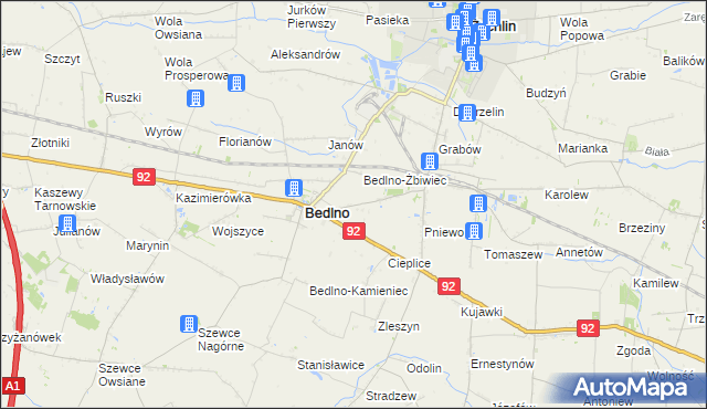 mapa Bedlno-Wieś, Bedlno-Wieś na mapie Targeo