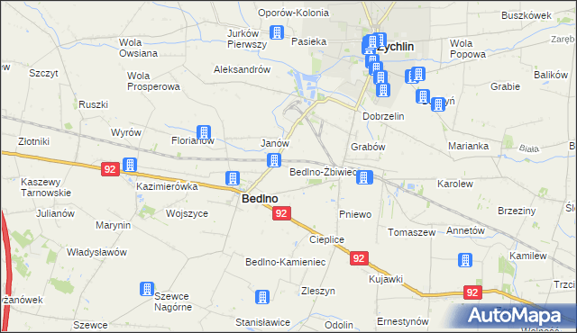 mapa Bedlno-Żbiwiec, Bedlno-Żbiwiec na mapie Targeo