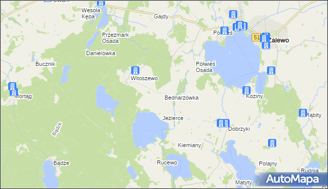 mapa Bednarzówka gmina Zalewo, Bednarzówka gmina Zalewo na mapie Targeo