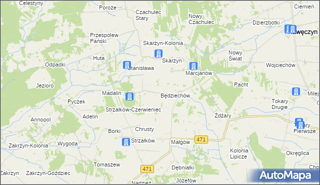 mapa Będziechów, Będziechów na mapie Targeo