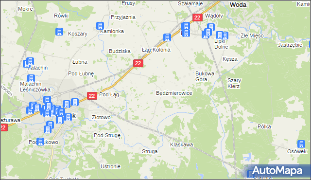 mapa Będźmierowice, Będźmierowice na mapie Targeo