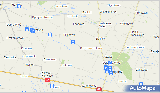 mapa Bełszewo-Kolonia, Bełszewo-Kolonia na mapie Targeo