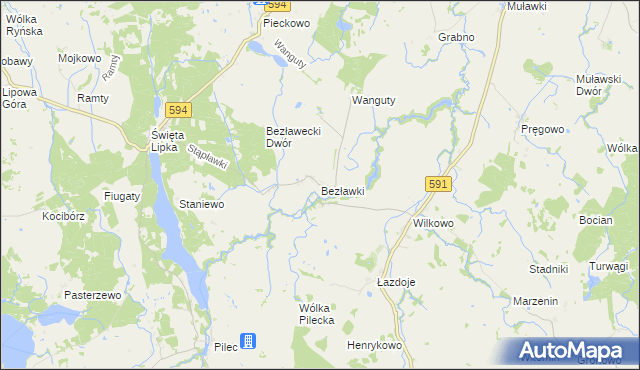 mapa Bezławki, Bezławki na mapie Targeo