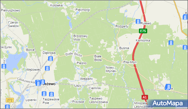 mapa Białe Błota gmina Jeżewo, Białe Błota gmina Jeżewo na mapie Targeo