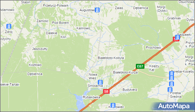 mapa Białebłoto-Kobyla, Białebłoto-Kobyla na mapie Targeo