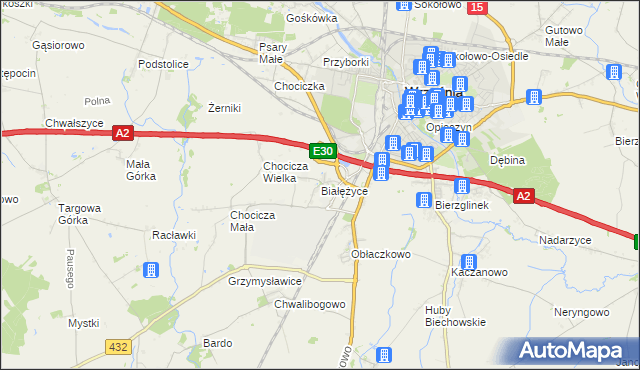 mapa Białężyce, Białężyce na mapie Targeo