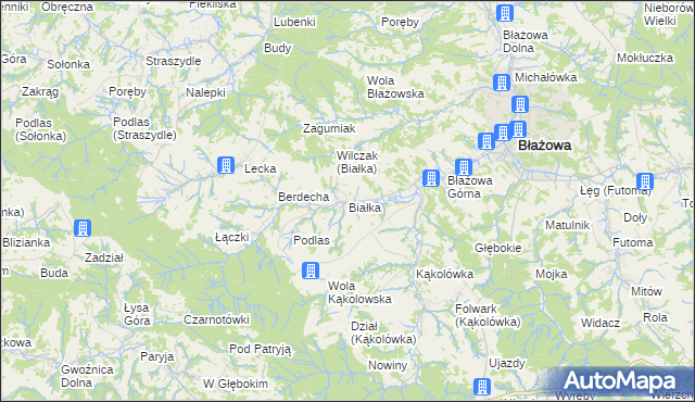 mapa Białka gmina Błażowa, Białka gmina Błażowa na mapie Targeo