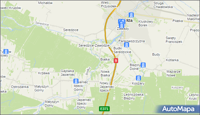 mapa Białka gmina Iłża, Białka gmina Iłża na mapie Targeo
