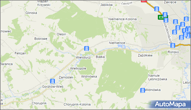mapa Białka gmina Krasnystaw, Białka gmina Krasnystaw na mapie Targeo