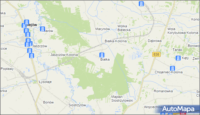 mapa Białka gmina Milejów, Białka gmina Milejów na mapie Targeo