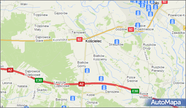 mapa Białków Kościelny, Białków Kościelny na mapie Targeo
